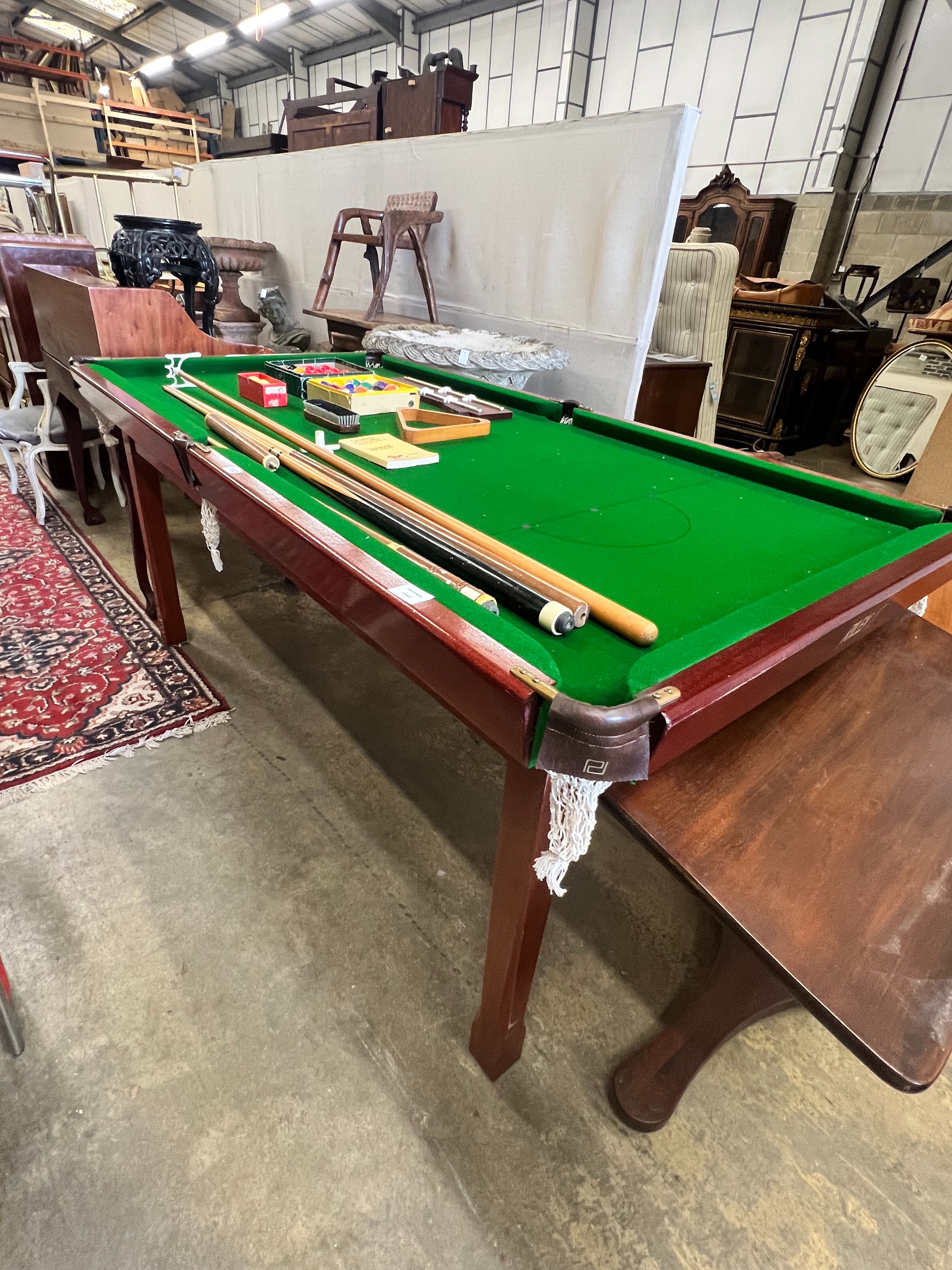 A quarter size Riley snooker table, with full accessories, 190 x 100cm x 87cm